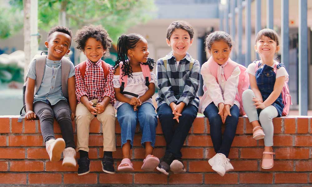 group of kids at school