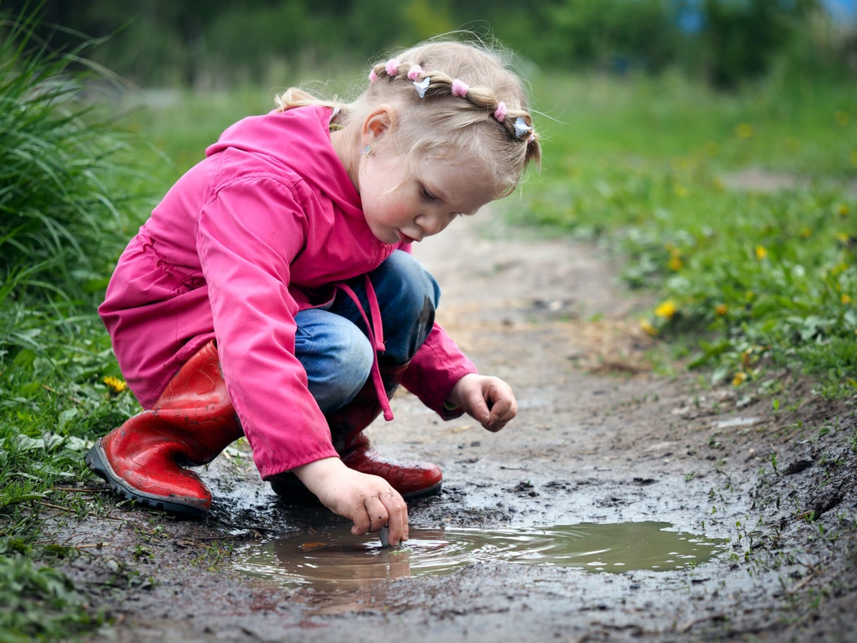 Kid playing in water