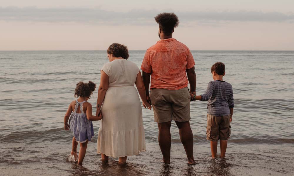 family photo on the beach